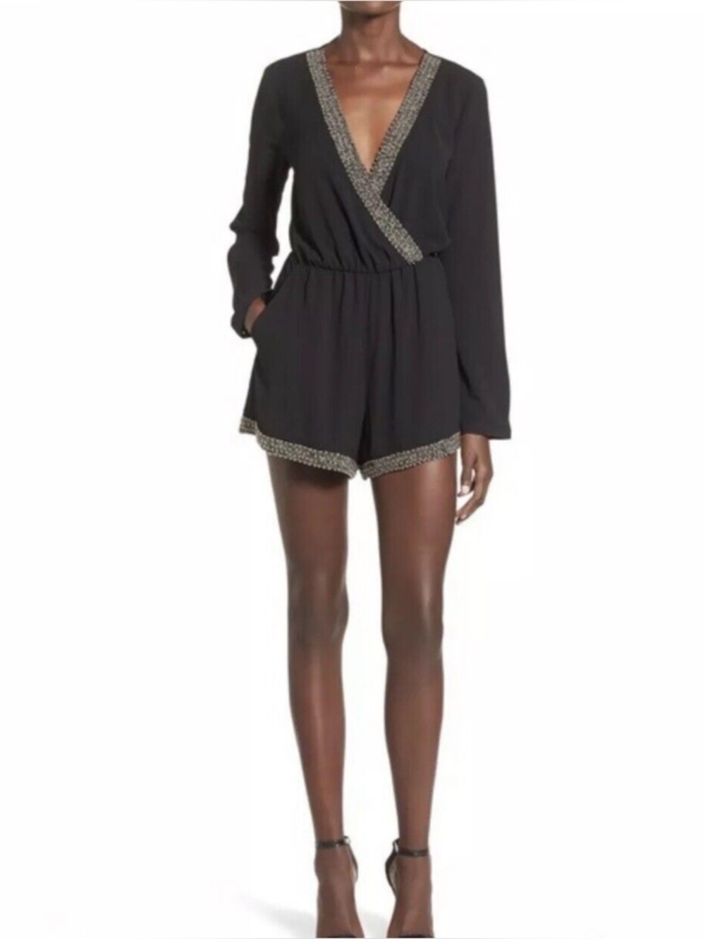ASTR 🖤 Black Romper with Elegant Trim